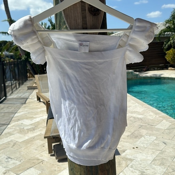 Valentino Red NWT white knit top! made in Italy 🇮🇹 - Picture 1 of 8